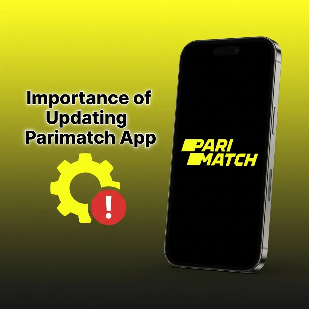 Smartphone displaying Parimatch app update notification with security shield icon and new features list