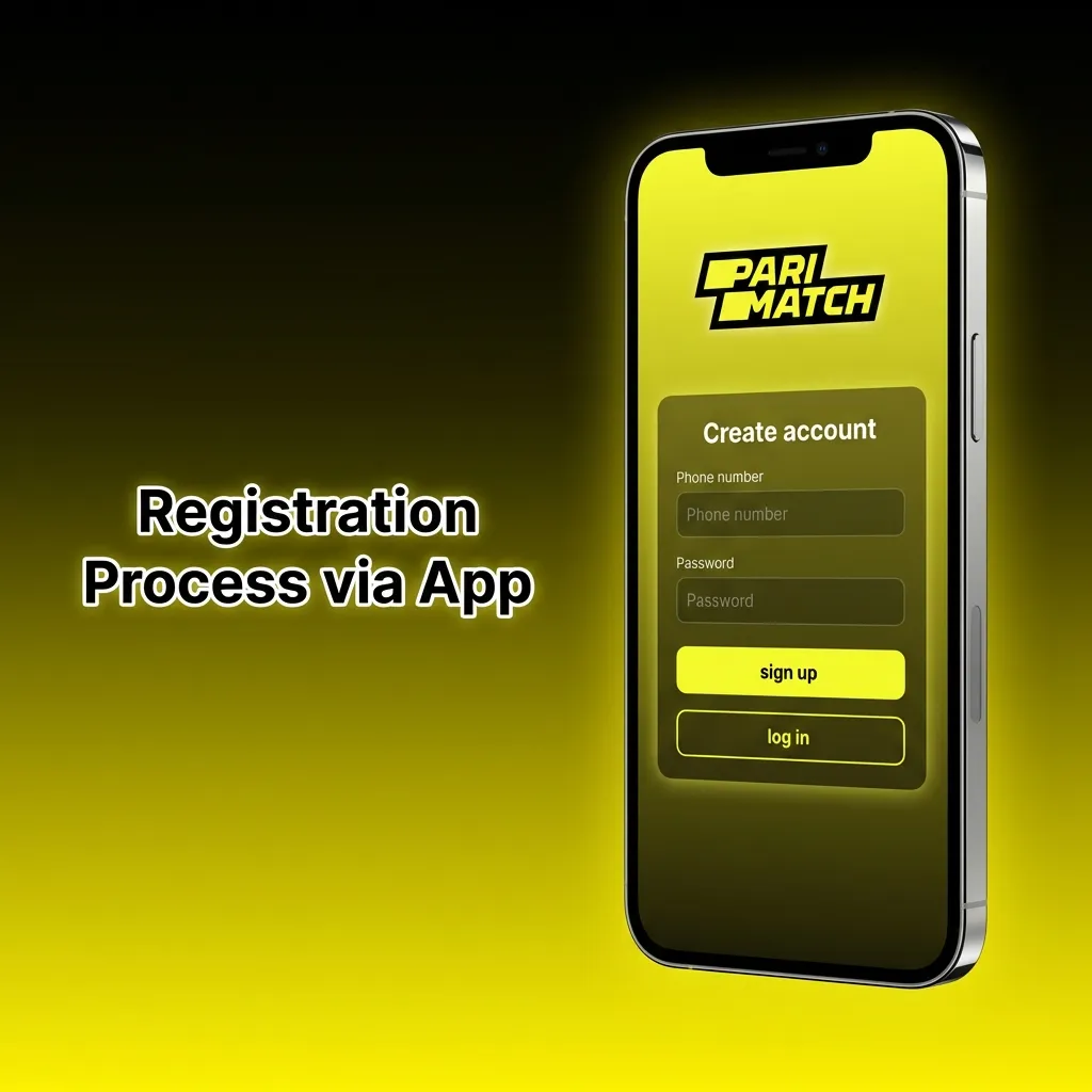 Parimatch mobile app registration screen showing sign-up form with fields for phone number, email, and personal details