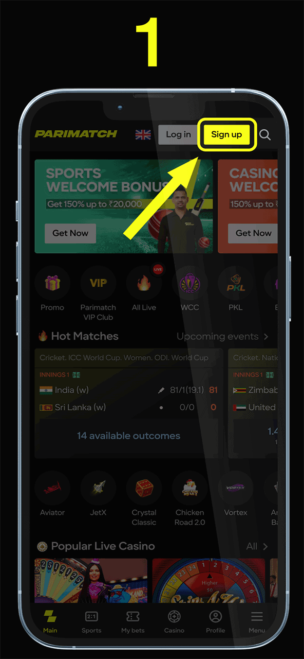 Use the video instructions for quick and efficient registration in Parimatch.